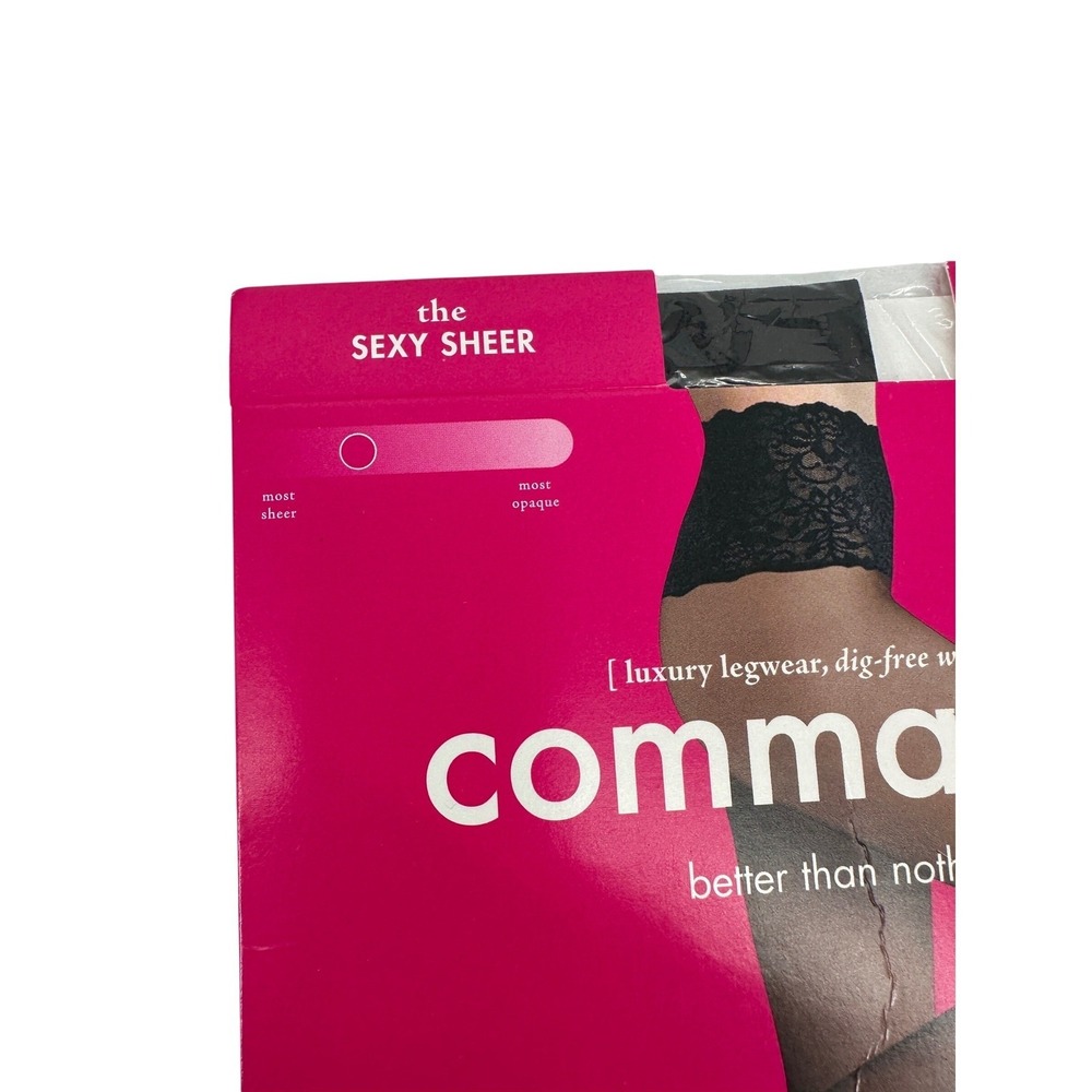 Commando Pantyhose Womens Small Black The Sexy Sheer Lace Waistband Tights NWT - Picture 3 of 8